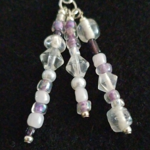 Purple & Clear Swarski Glass earrings - Picture 2 of 3